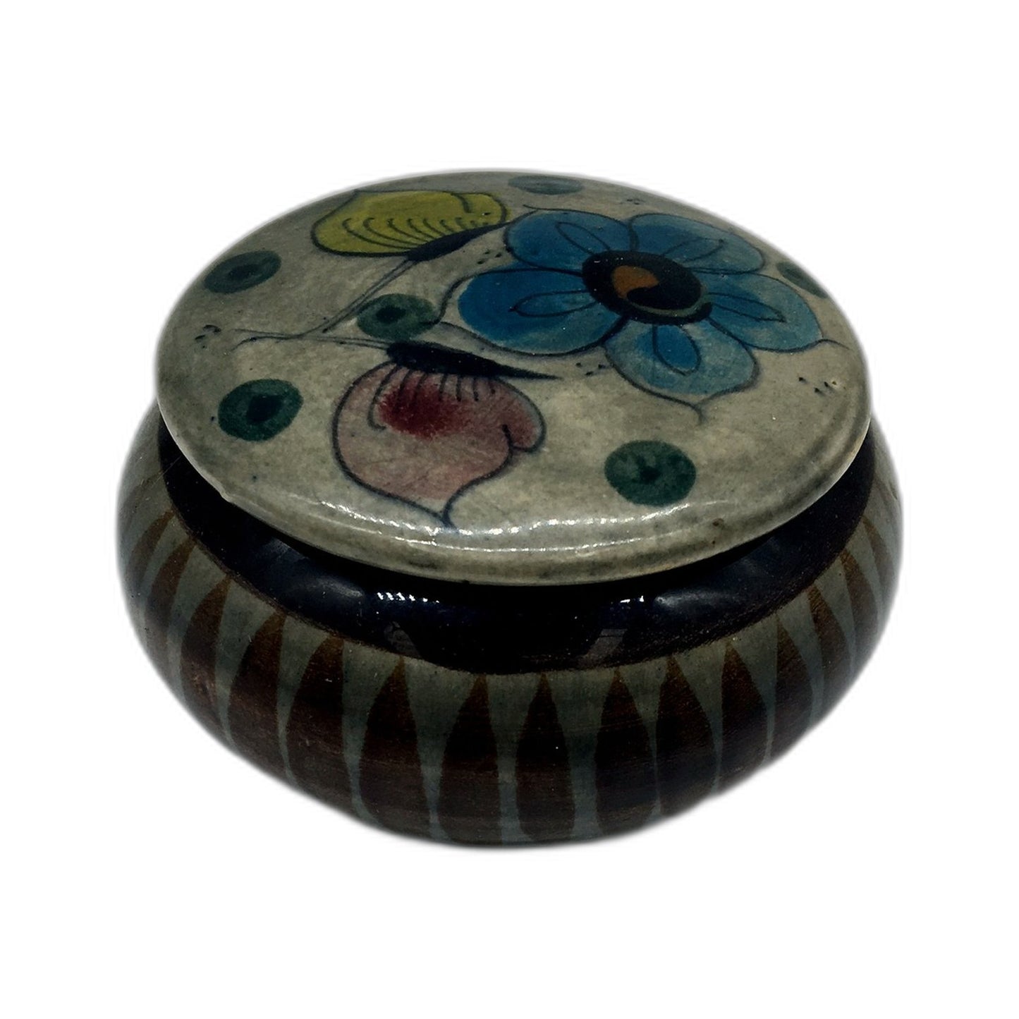 VINTAGE Hand Crafted Small Ceramic Trinket Box With Lid Artison Signed