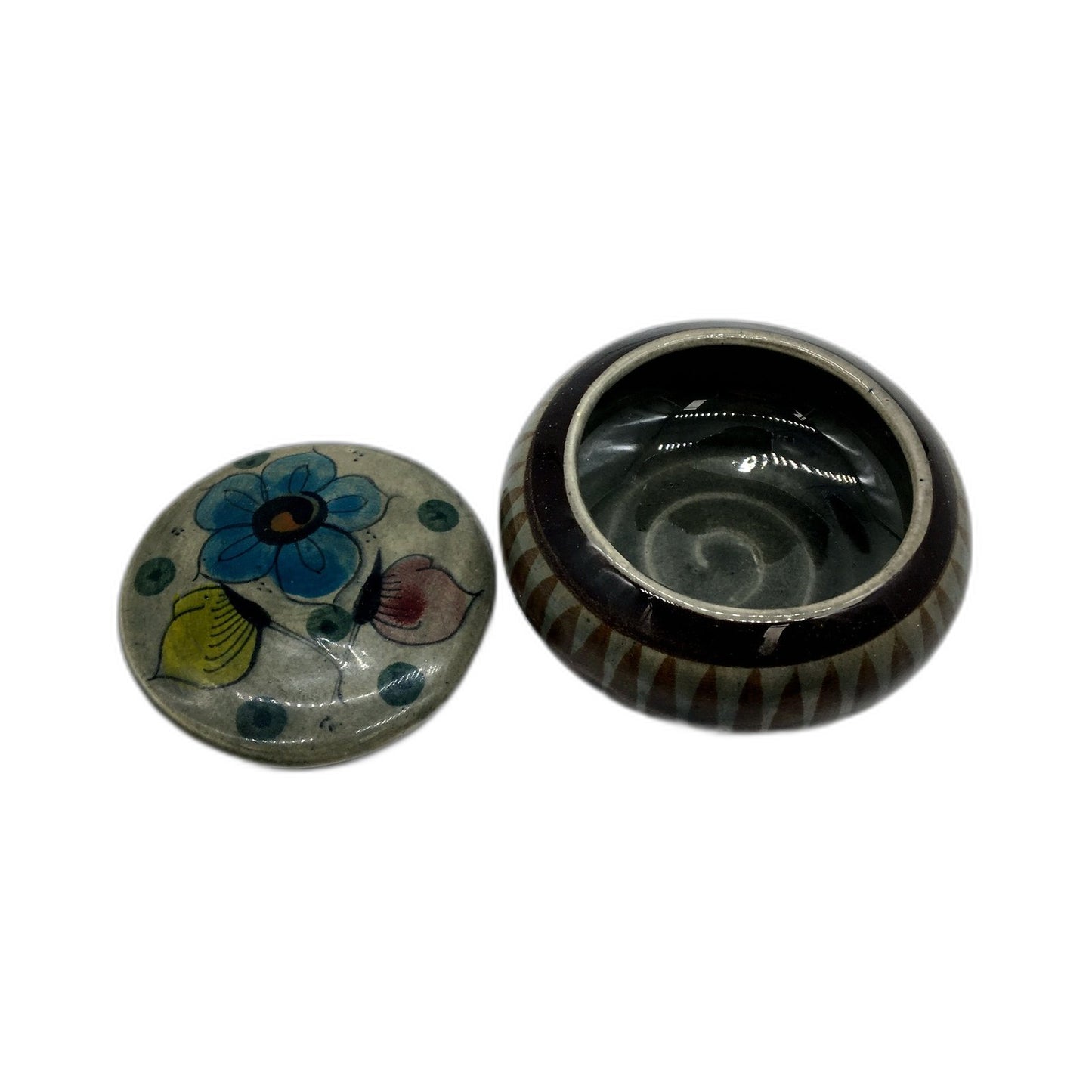 VINTAGE Hand Crafted Small Ceramic Trinket Box With Lid Artison Signed