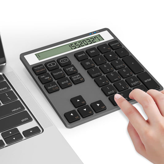 Arleedyn Bluetooth Keyboards Numeric Keypad with Display Calculator NEW