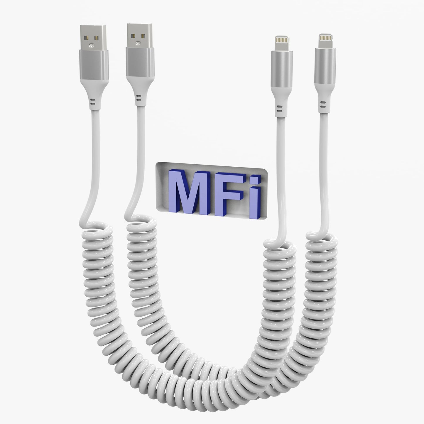 Yeemie 2-Pack Coiled Lightning iPhone Charger Cables Black 6ft Cords NEW