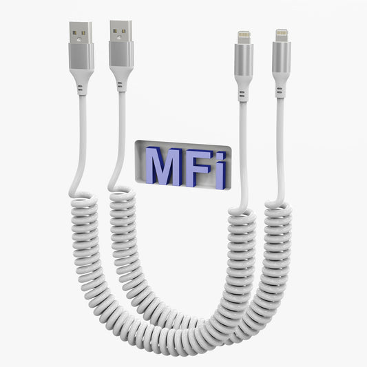 Yeemie 2-Pack Coiled Lightning iPhone Charger Cables Black 6ft Cords NEW