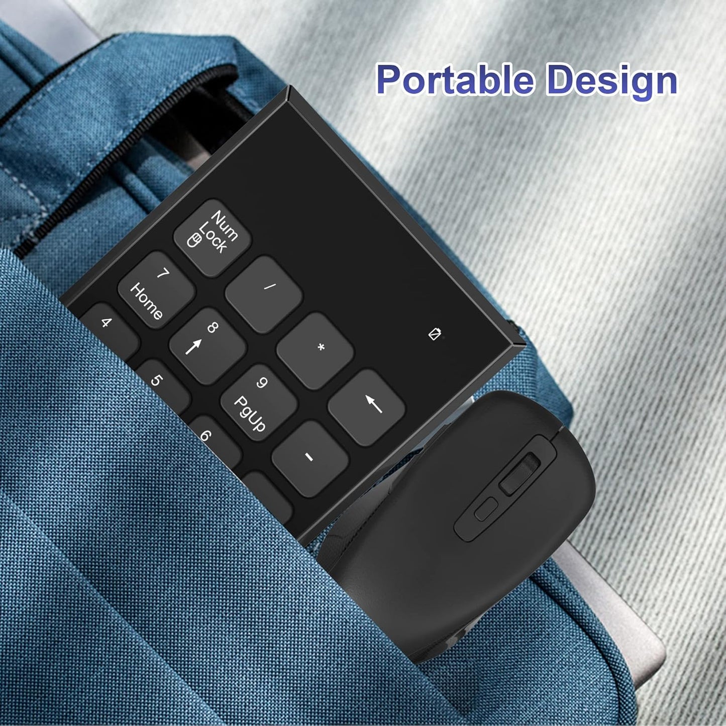 Arleedyn Wireless Numeric Keypad and Mouse Combo 2.4G USB Keyboard Set Black NEW