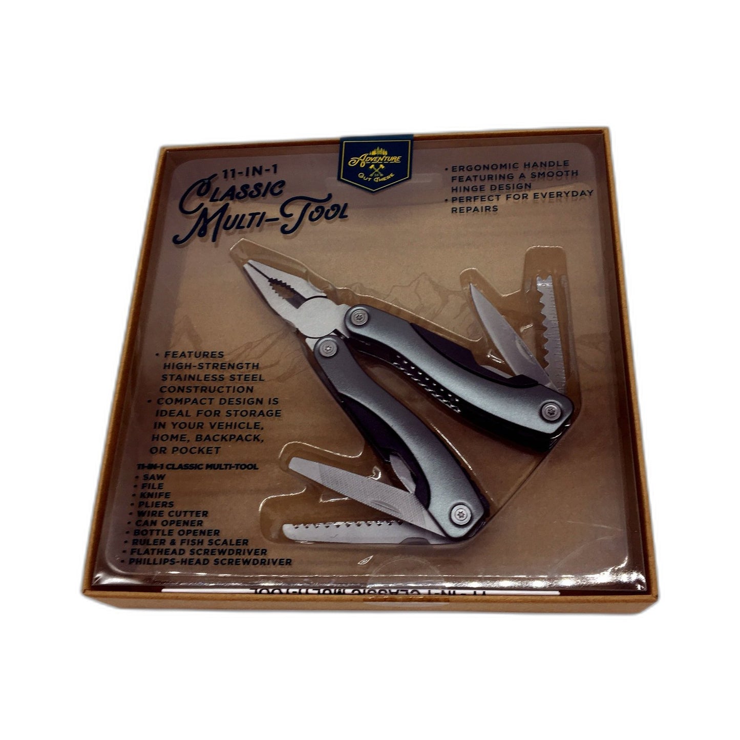 Adventure 11-in-1 Classic Multi-Tool Pocket Repair Tool, Black & Silver NEW