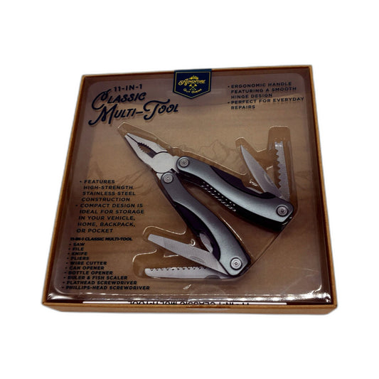 Adventure 11-in-1 Classic Multi-Tool Pocket Repair Tool, Black & Silver NEW