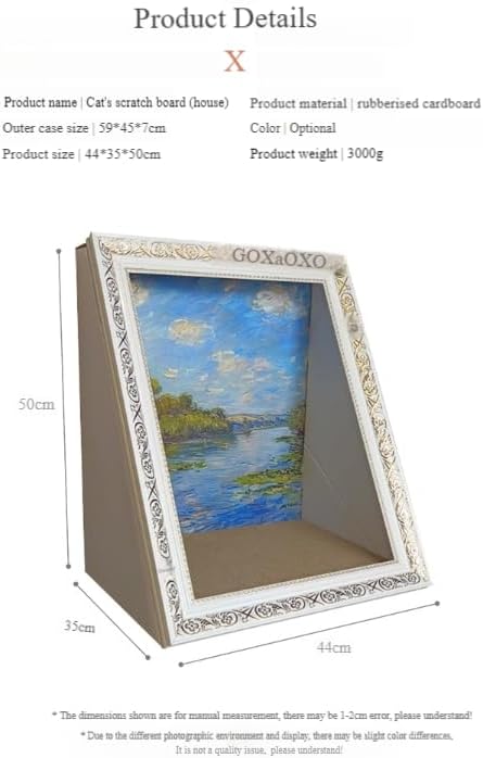 Elegant White Ornate Picture Frame Cat Scratching Pad with Oil Painting NEW
