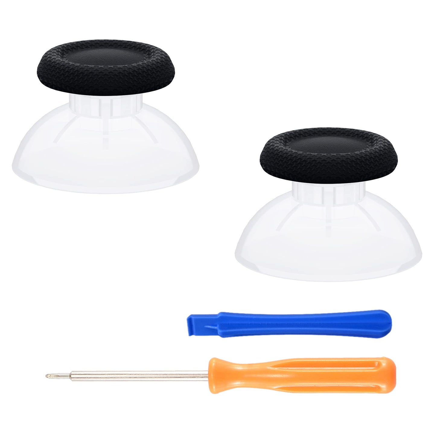 eXtremeRate Black Accessory Kits Clear Dual-Color Replacement Thumbsticks DEMO