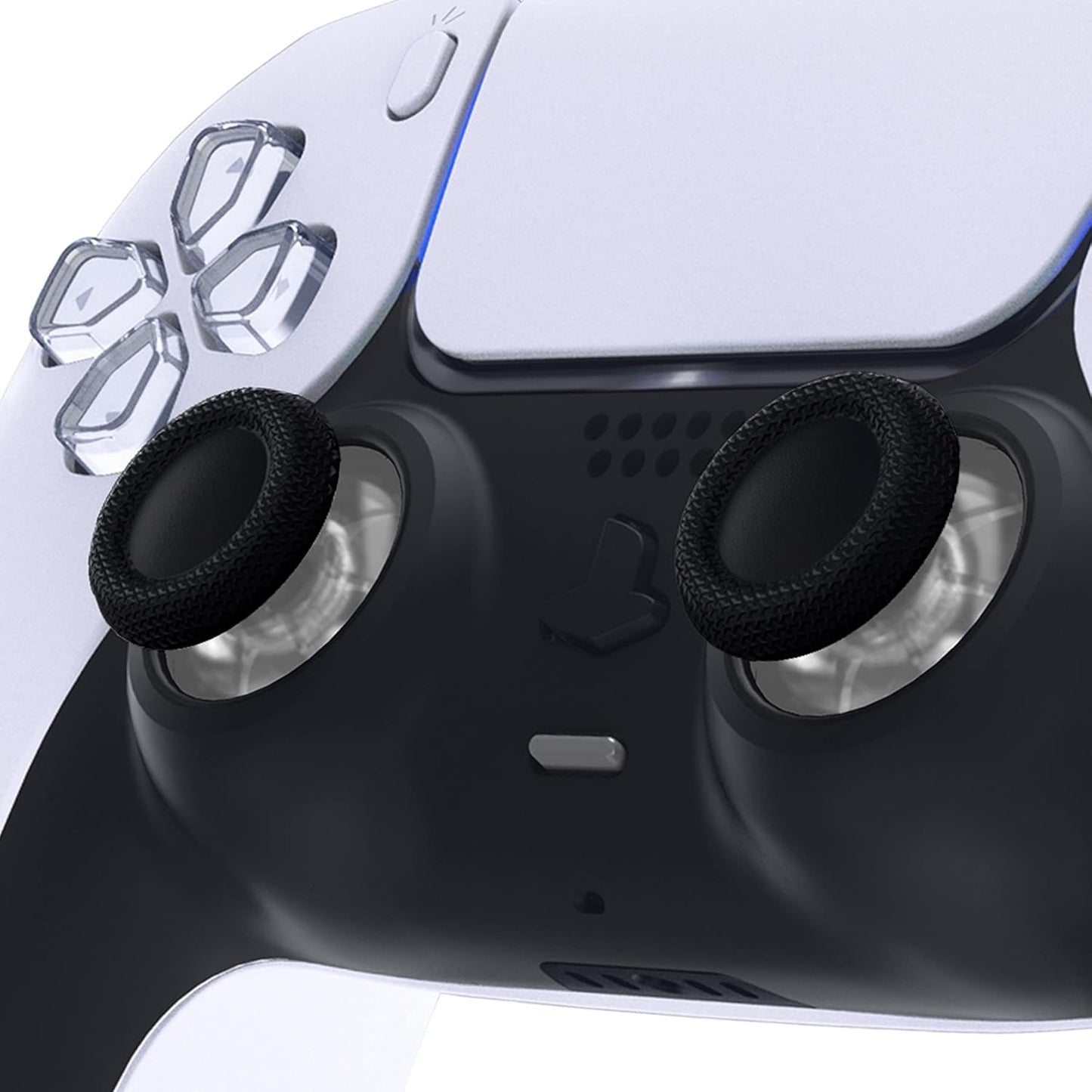 eXtremeRate Black Accessory Kits Clear Dual-Color Replacement Thumbsticks DEMO