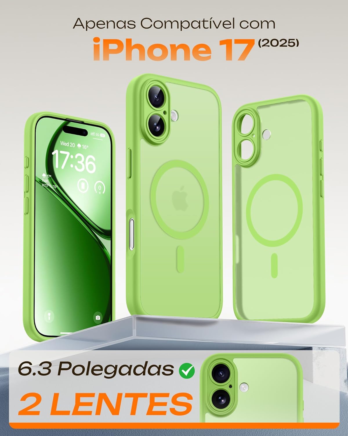 TOCOL Plastic Full Camera Protection Magnetic Ring Light Green Iphone 17 NEW