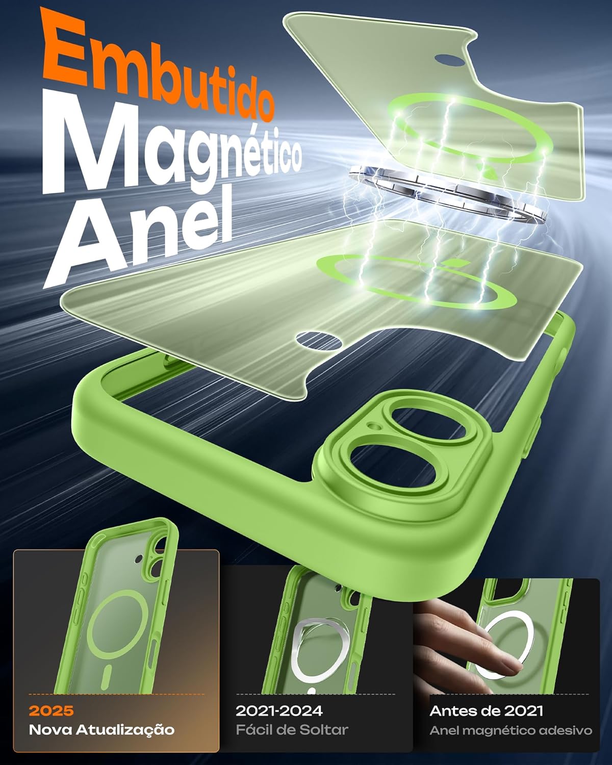 TOCOL Plastic Full Camera Protection Magnetic Ring Light Green Iphone 17 NEW