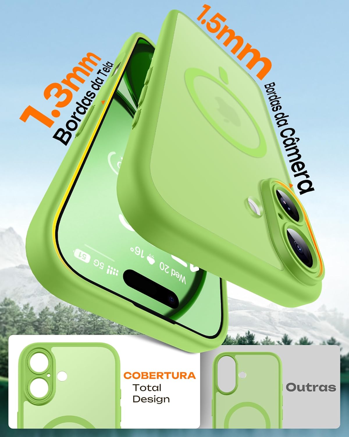 TOCOL Plastic Full Camera Protection Magnetic Ring Light Green Iphone 17 NEW