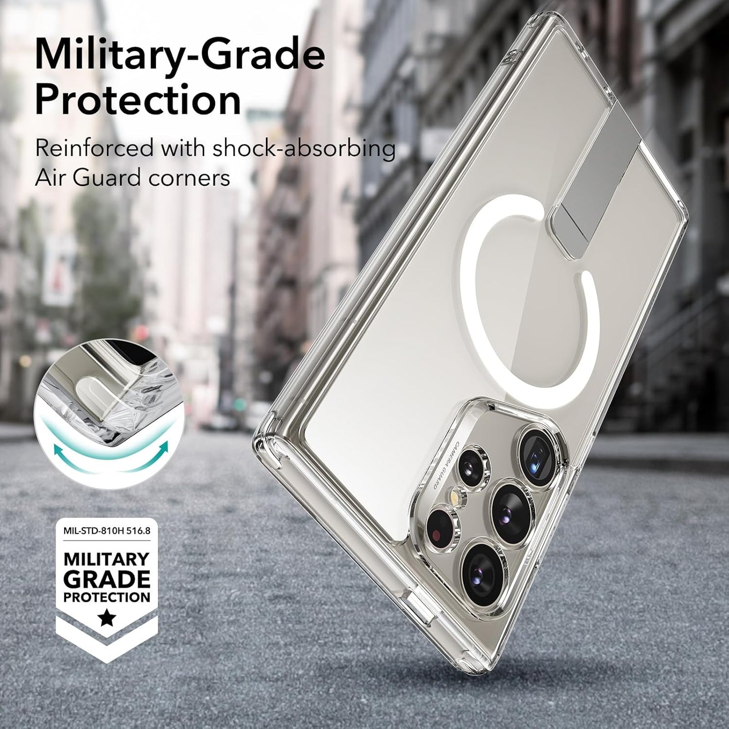 ESR Clear Basic Protective Case for Samsung Galaxy S24 Ultra with Kickstand NEW