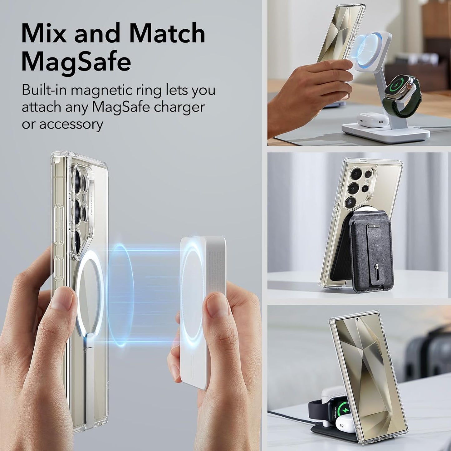 ESR Clear Basic Protective Case for Samsung Galaxy S24 Ultra with Kickstand NEW