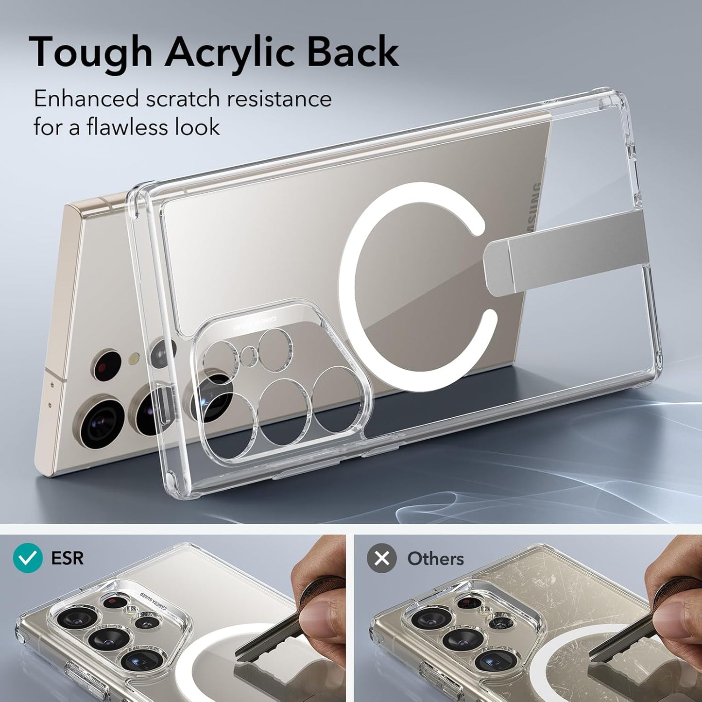 ESR Clear Basic Protective Case for Samsung Galaxy S24 Ultra with Kickstand NEW