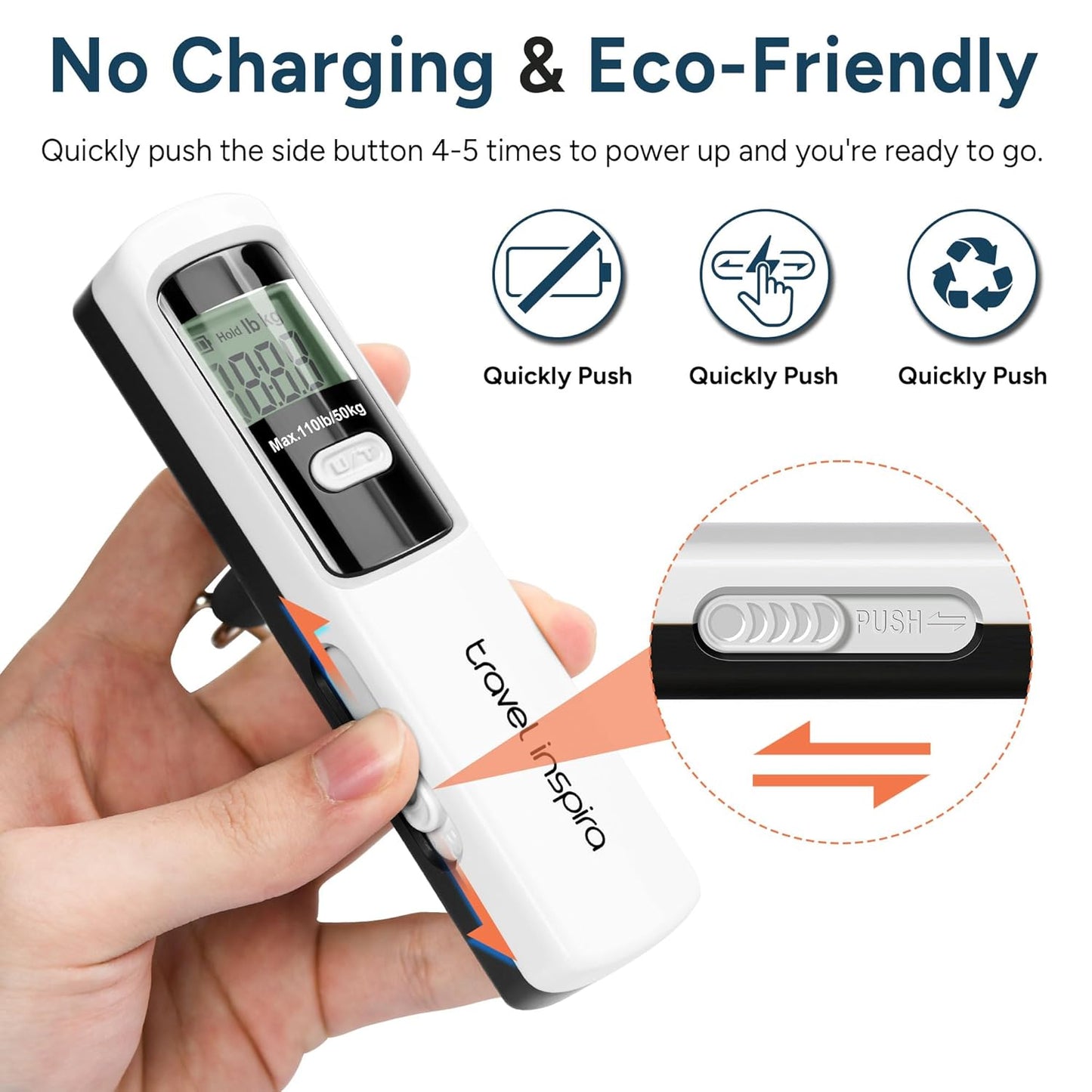 travel inspira Portable Luggage Scale Suitcase Weight up to 110 lbs/50 kg NEW