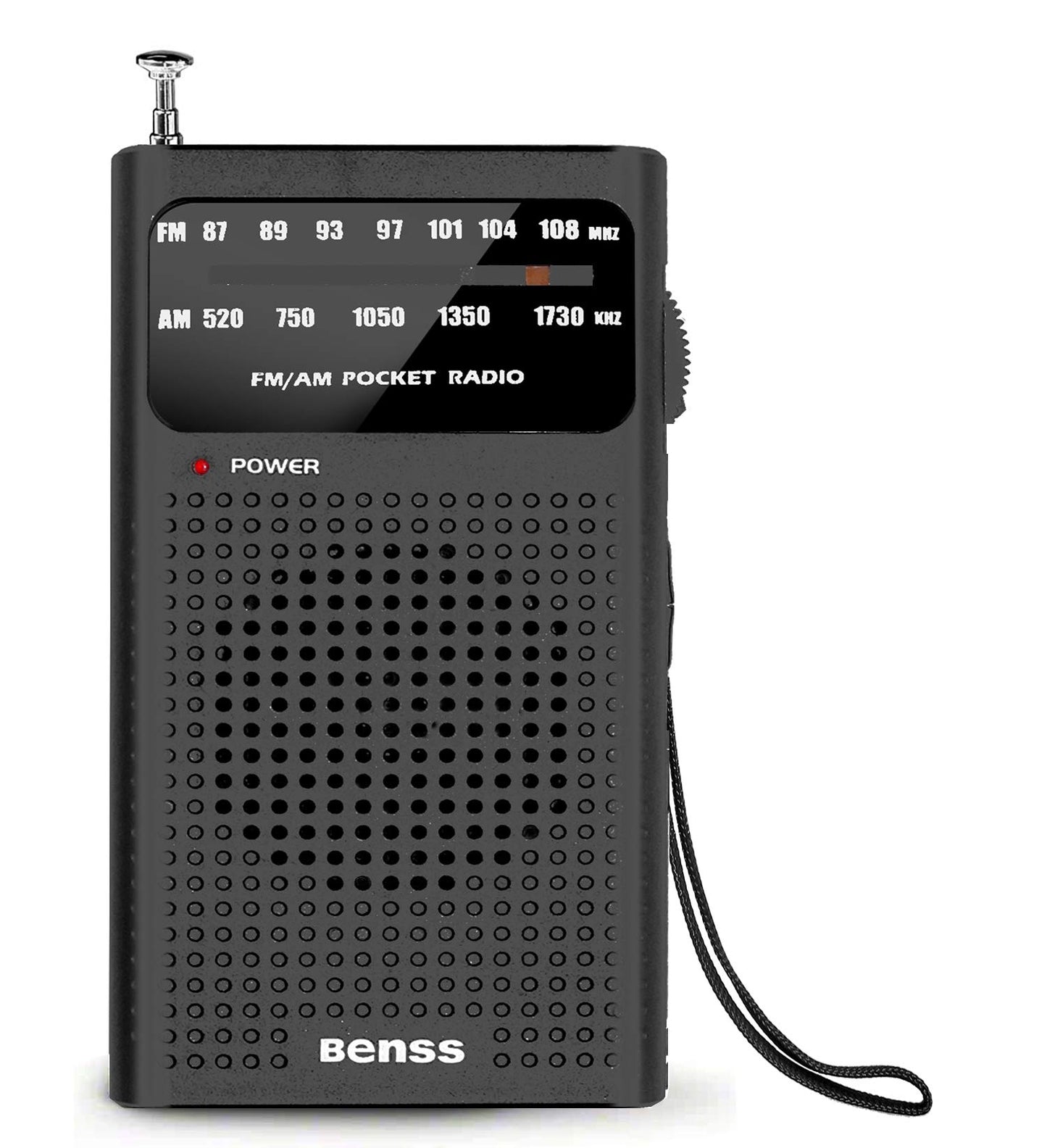 Benss Portable AM/FM Transistor Radio, Battery Operated, Compact Black NEW