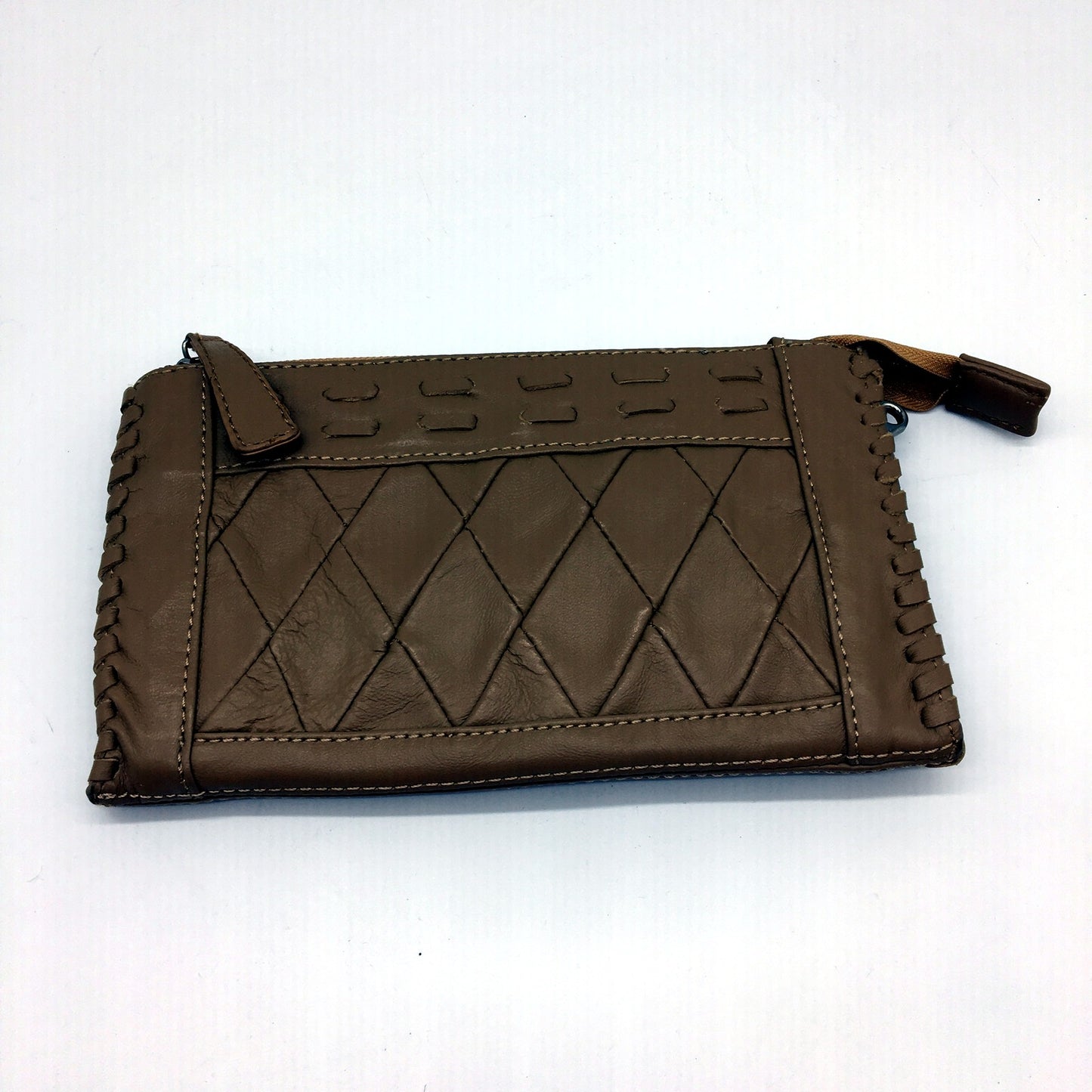 Poppy Green Womens Handcrafted Leather Clutch Wallet in Tan Brown NEW