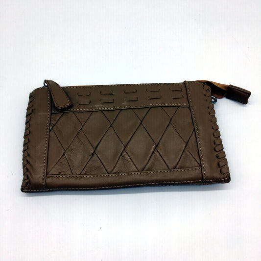 Poppy Green Womens Handcrafted Leather Clutch Wallet in Tan Brown NEW