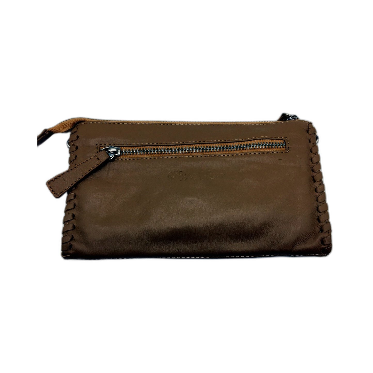 Poppy Green Womens Handcrafted Leather Clutch Wallet in Tan Brown NEW
