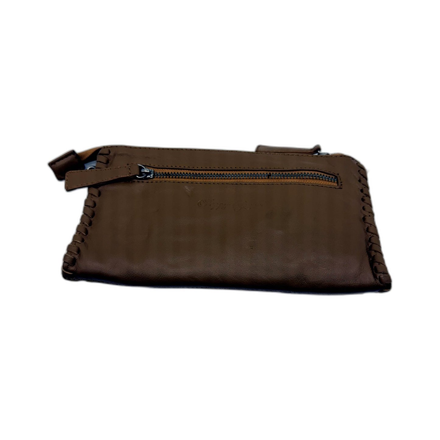 Poppy Green Womens Tan Brown Leather Wristlet Clutch Purse Shoulder Bag NEW
