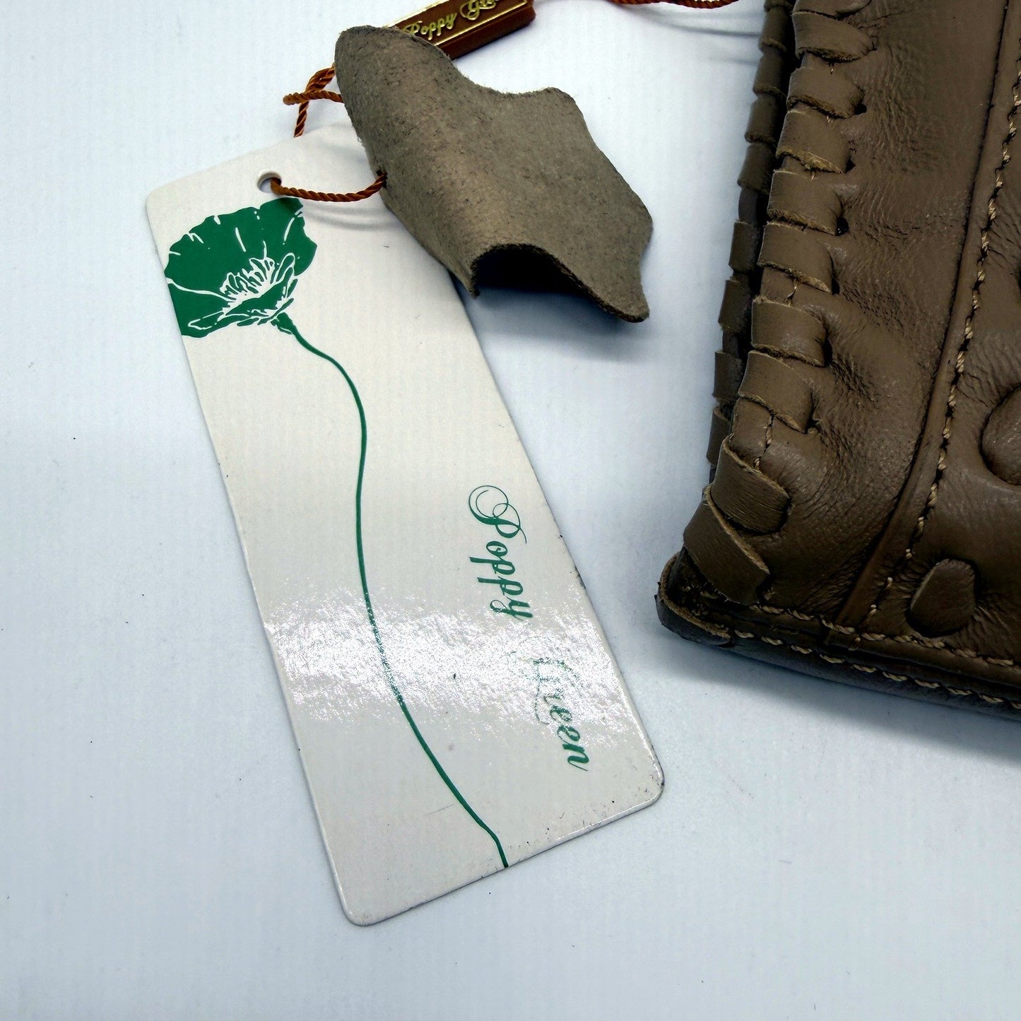 Poppy Green Womens Tan Brown Leather Wristlet Clutch Purse Shoulder Bag NEW