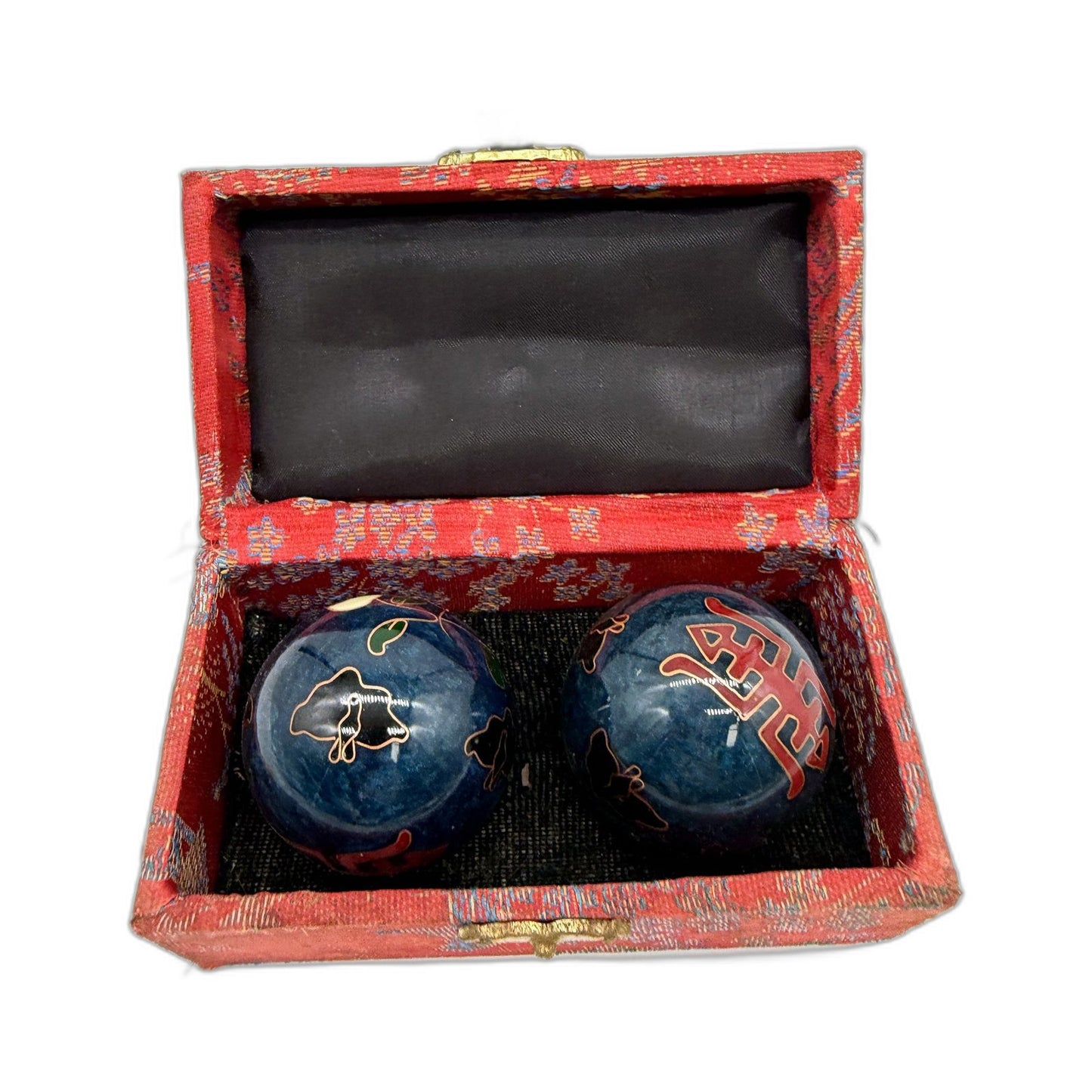 VINTAGE Meditation Balls Embroidered Decorative Box Stress Relief Relaxation