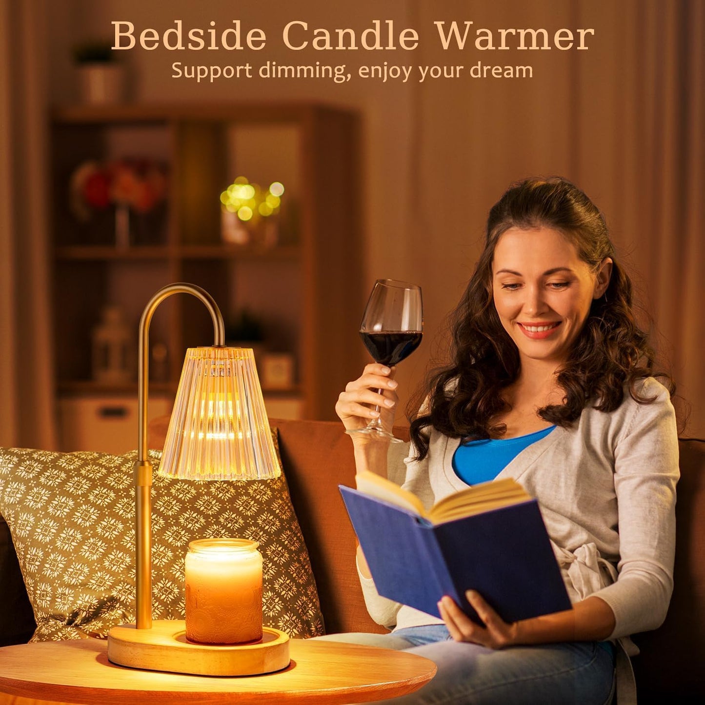 JOOTRUM Amber Glass Candle Warmer Lamp with Timer for Jar Lights, NEW