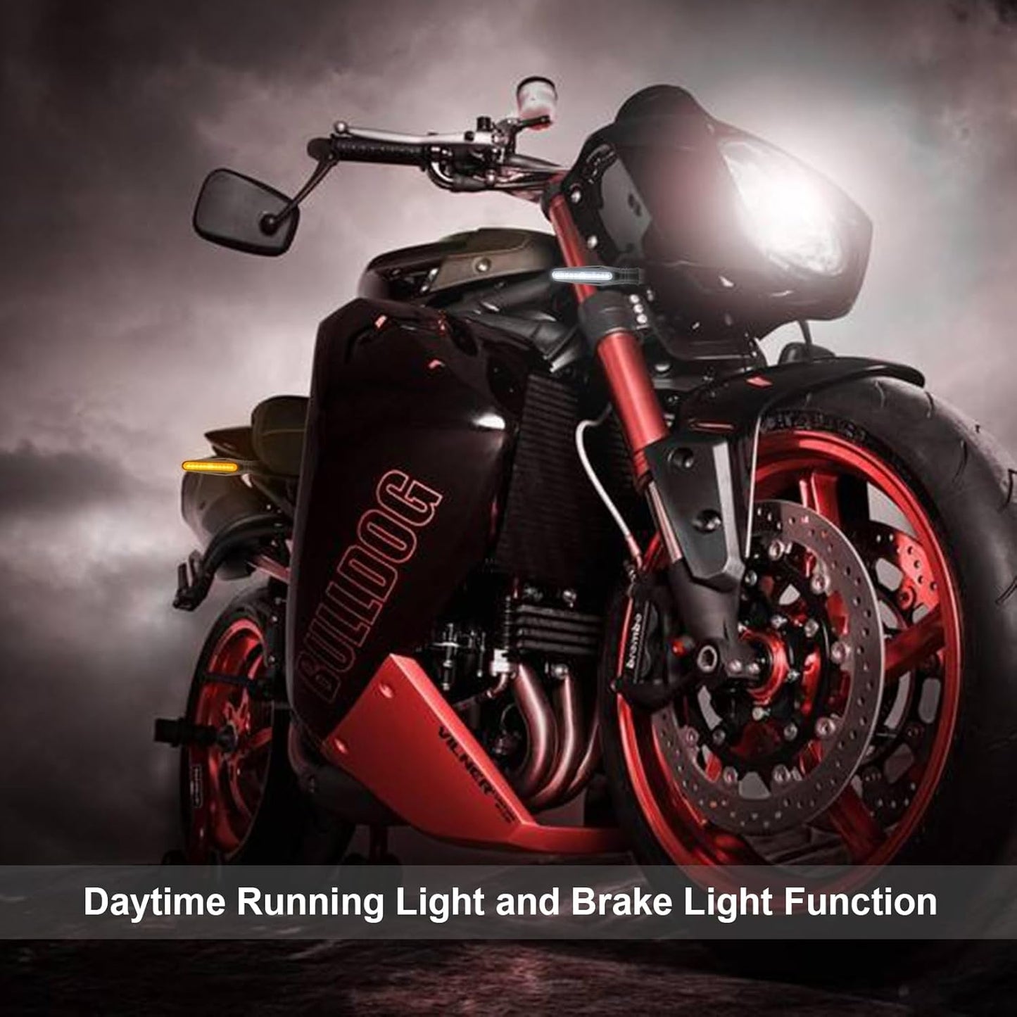 Kinstecks Motorcycle Turn Signal Indicators with Flowing Amber Lights for DEMO