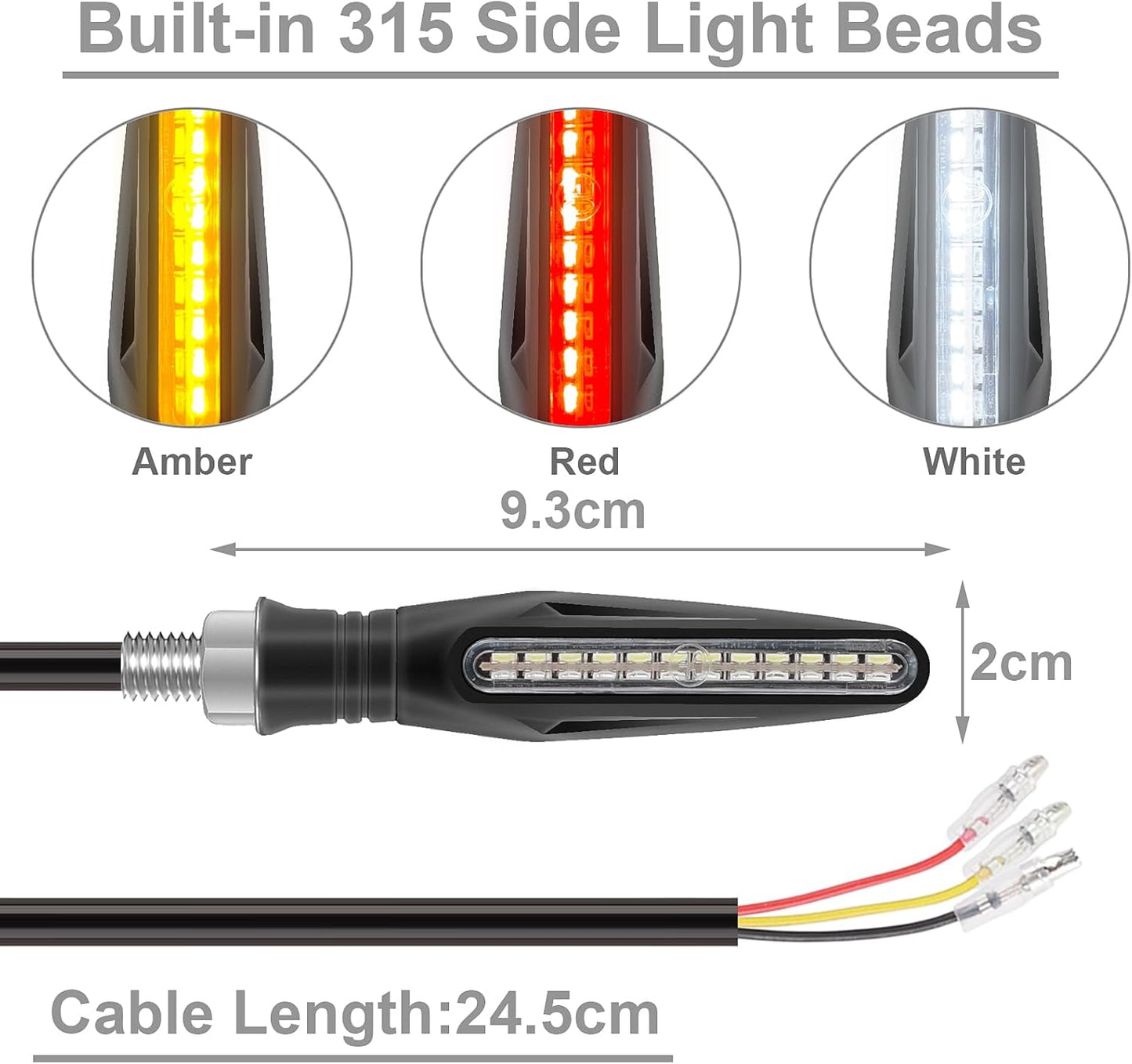 Kinstecks Motorcycle Turn Signal Indicators with Flowing Amber Lights for DEMO