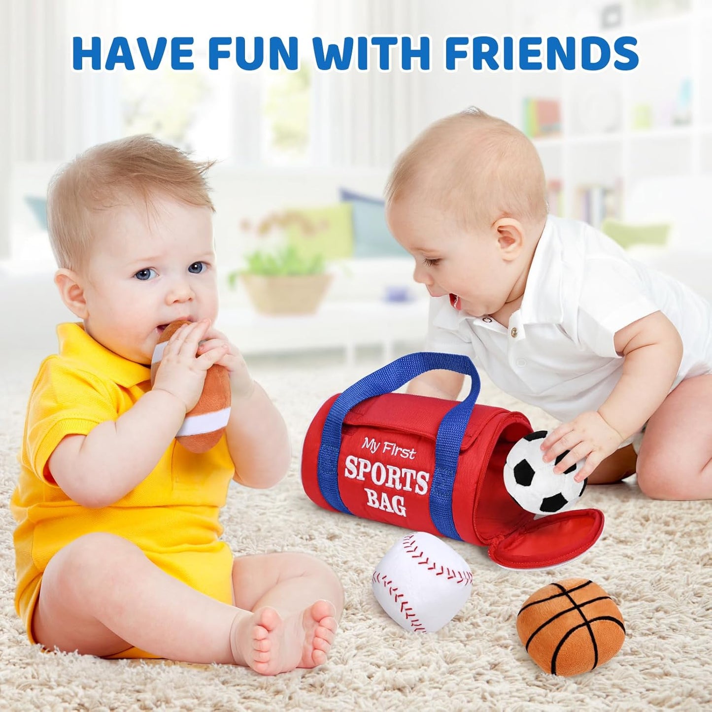 KMUYSL Baby Musical Toys 0-12 Months Plush Sports Bag with 4 Sensory Balls NEW
