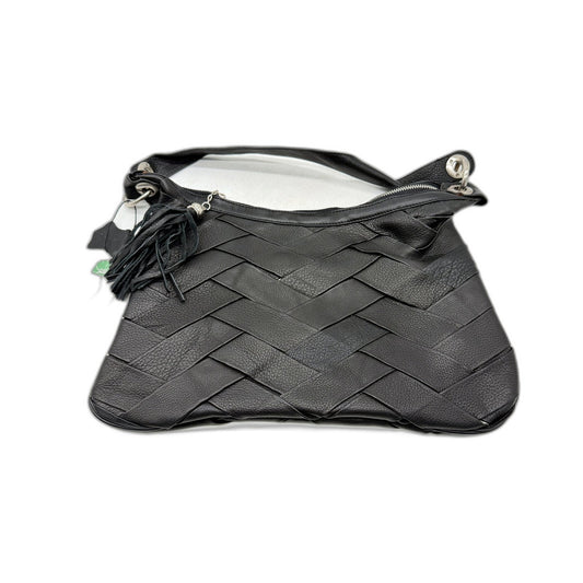 Poppy Green Womens Braided Leather Hobo Zipped Handbag Black Purse NEW