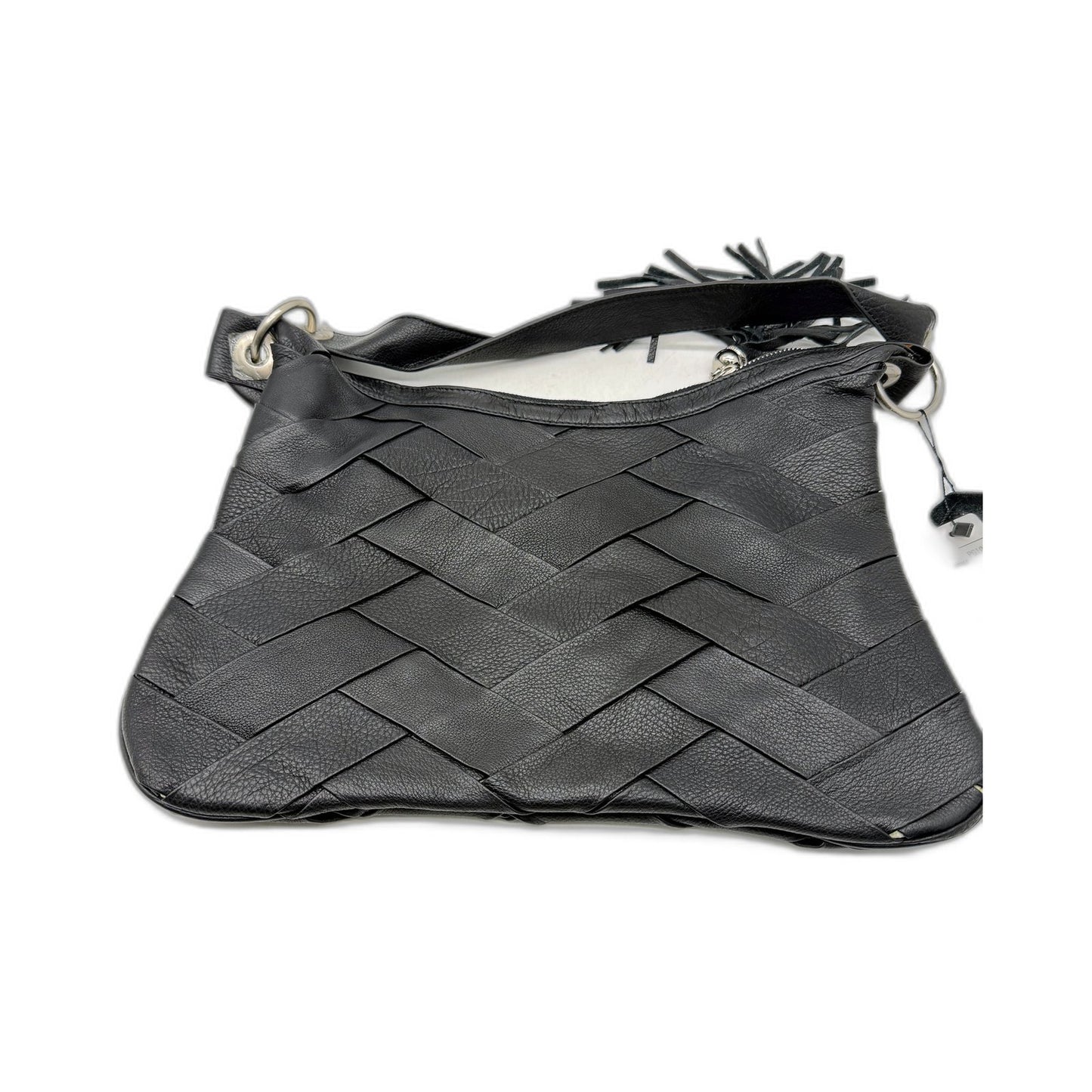 Poppy Green Womens Braided Leather Hobo Zipped Handbag Black Purse NEW