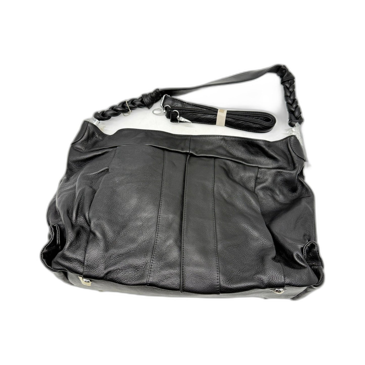 Poppy Green Womens Leather Hobo Handbag Black Tote Bag for Daily Use NEW