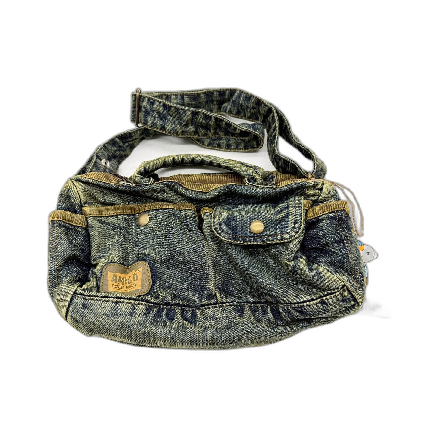 Amigo Denim House Faded Vintage Denim & Corduroy Zipped Bag Eco-Friendly NEW