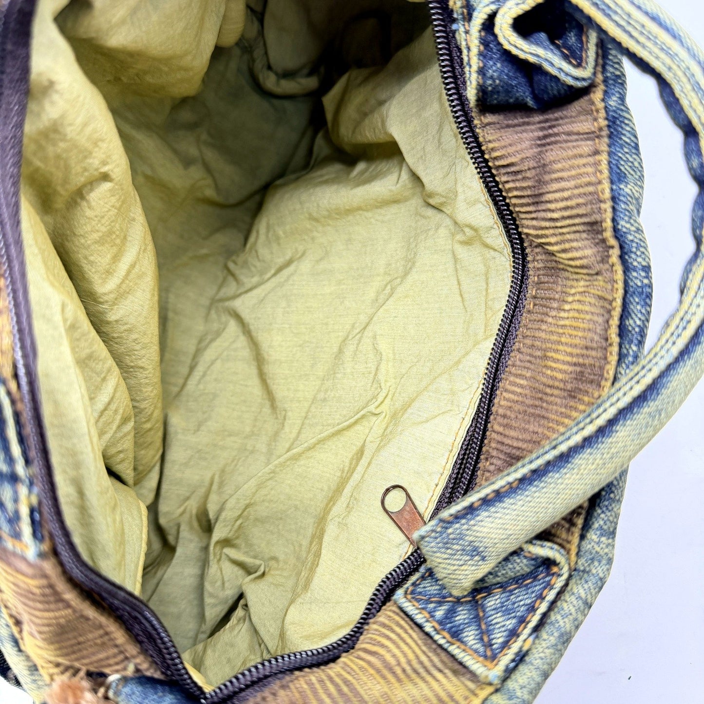 Amigo Denim House Faded Vintage Denim & Corduroy Zipped Bag Eco-Friendly NEW