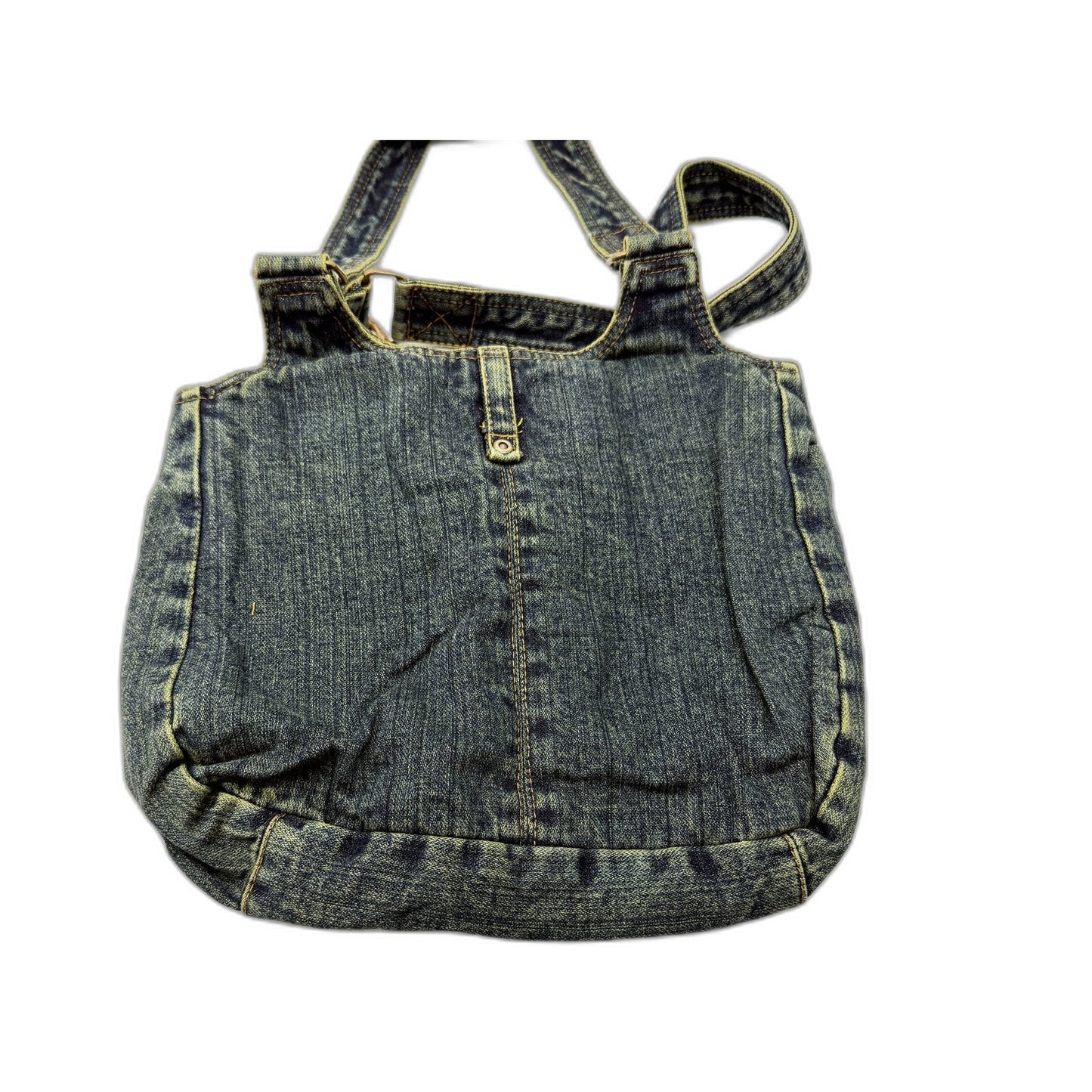 Amigo Denim House Unisex Faded Denim Distressed Shoulder Tote Bag Medium NEW