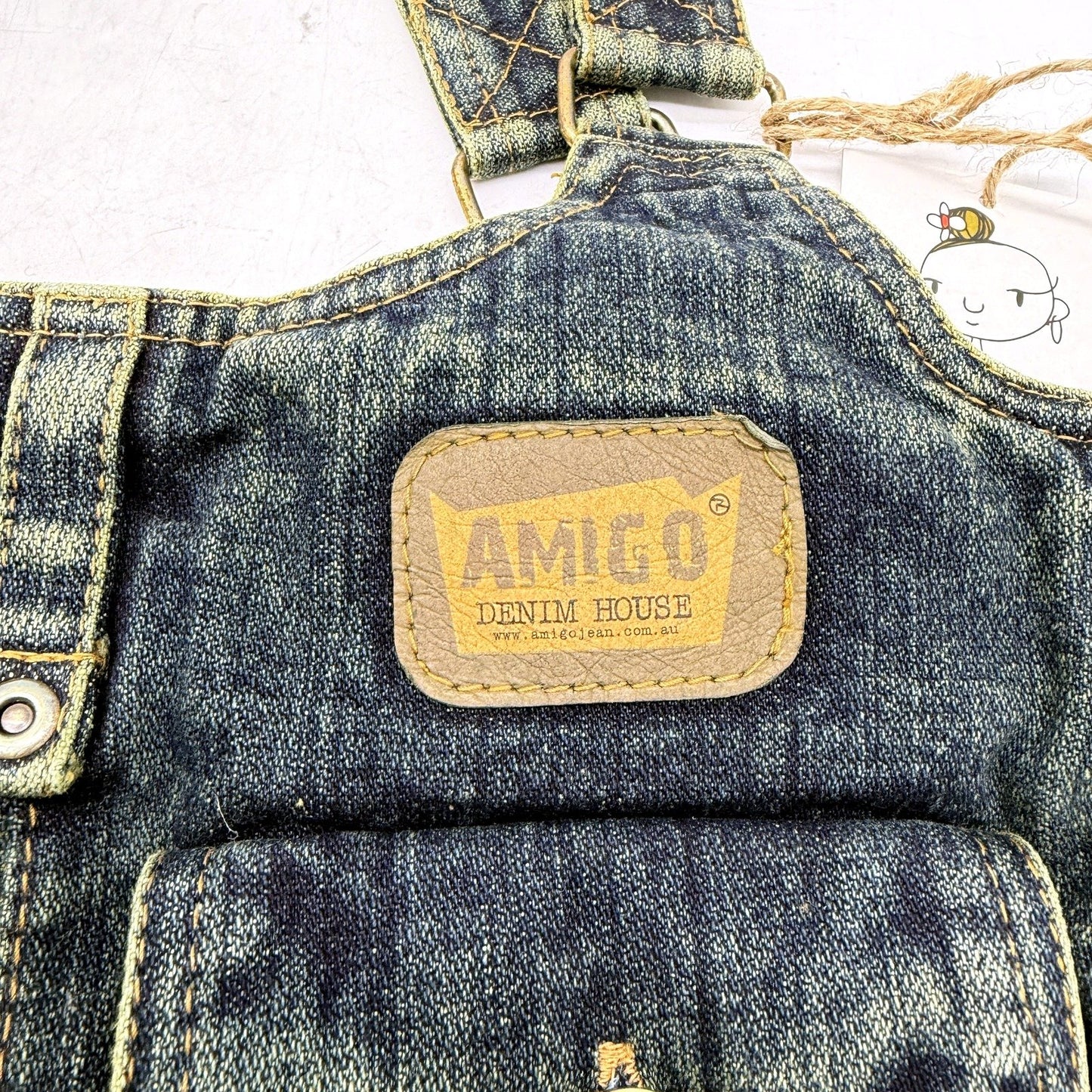 Amigo Denim House Unisex Faded Denim Distressed Shoulder Tote Bag Medium NEW