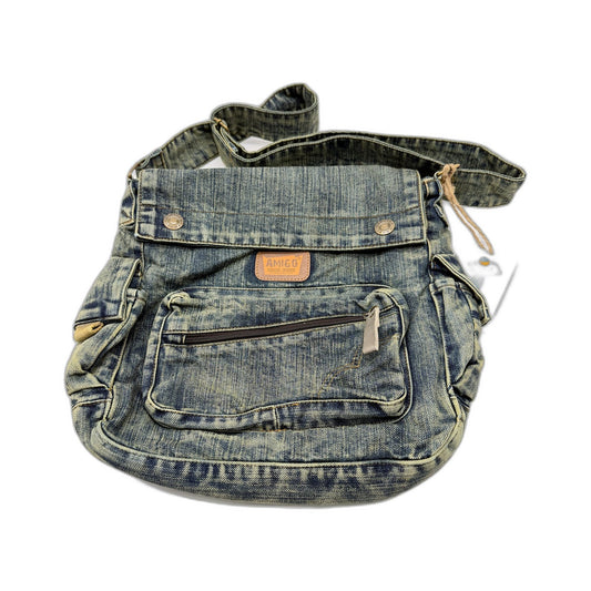 Recycled Unisex Faded Denim Casual Messenger Bag by Amigo Denim House NEW