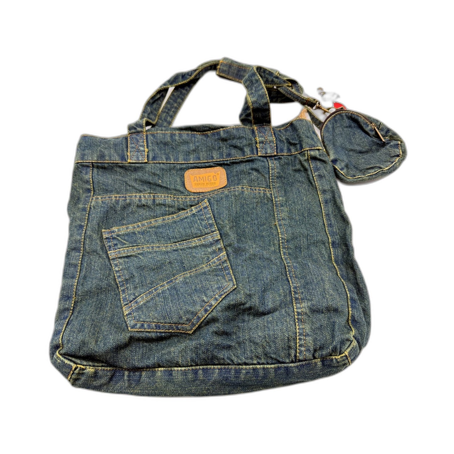 Faded Blue Denim Tote Bag Unisex by Amigo Denim House, Recycled Fabric NEW