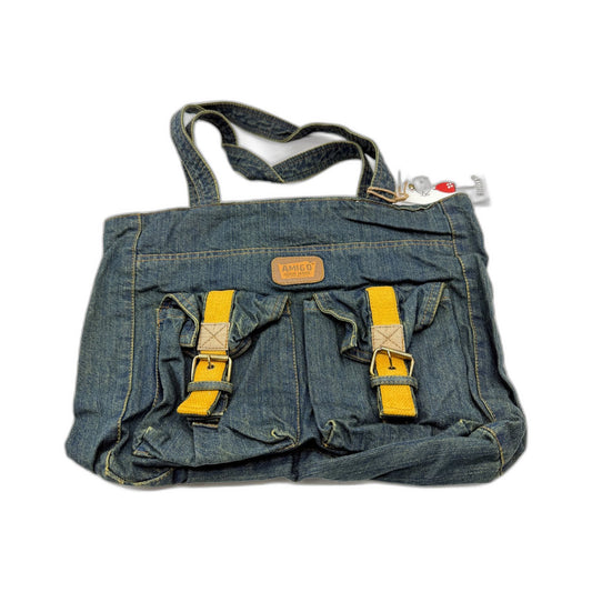 Amigo Denim House Unisex Denim Blue Recycled Canvas Zipped Bag for Everyday NEW