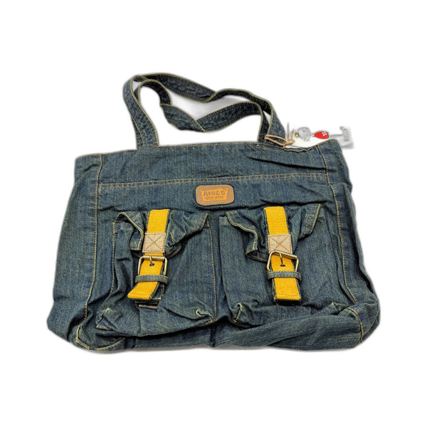 Amigo Denim House Unisex Denim Blue Recycled Canvas Zipped Bag for Everyday NEW