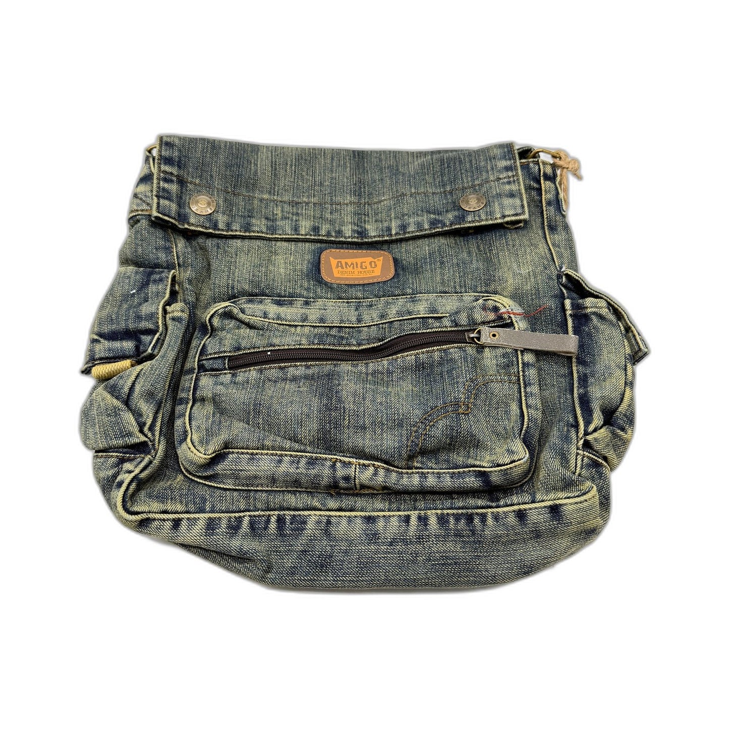 Vintage Faded Look Unisex Denim Casual Messenger Bag by Amigo Denim House NEW