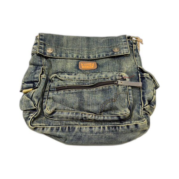Vintage Faded Look Unisex Denim Casual Messenger Bag by Amigo Denim House NEW