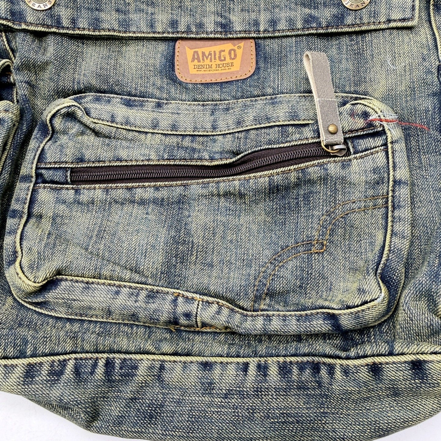 Vintage Faded Look Unisex Denim Casual Messenger Bag by Amigo Denim House NEW