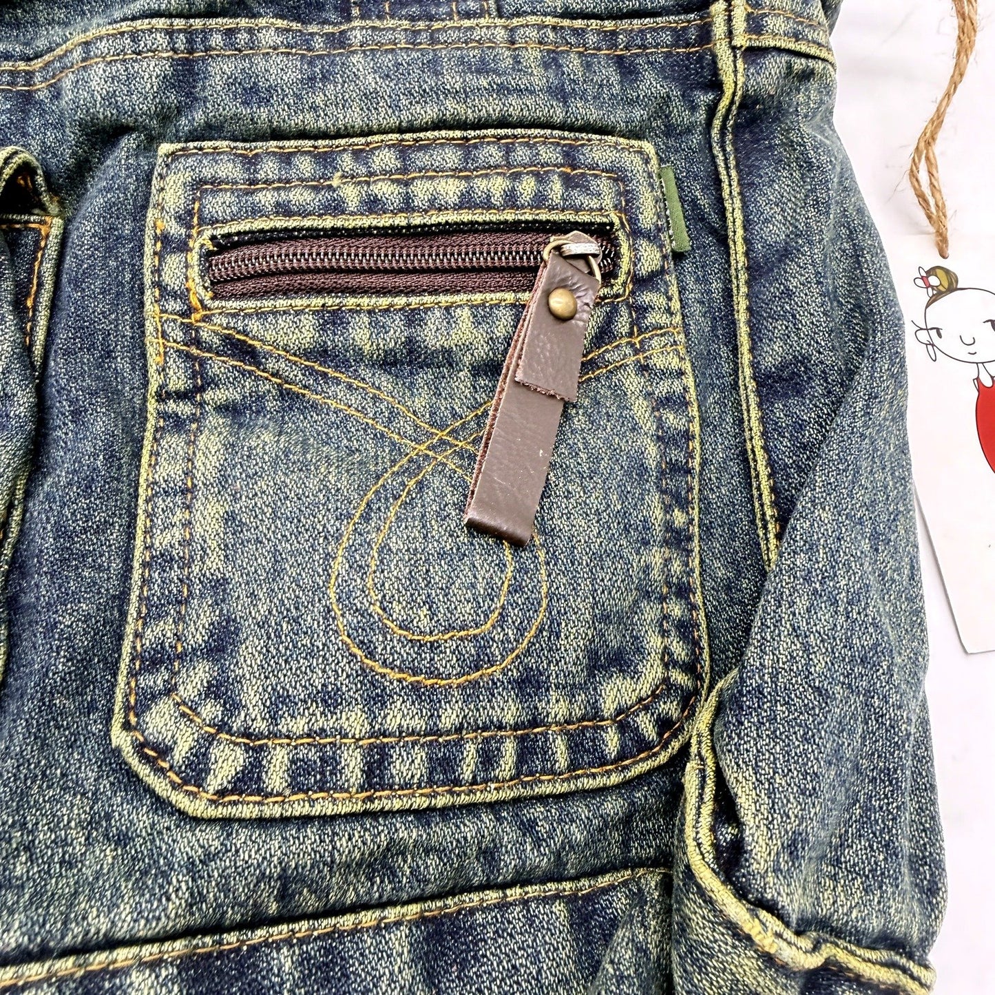 Recycled Faded Denim Vinatge Look Handbag Unisex by Amigo Denim House NEW