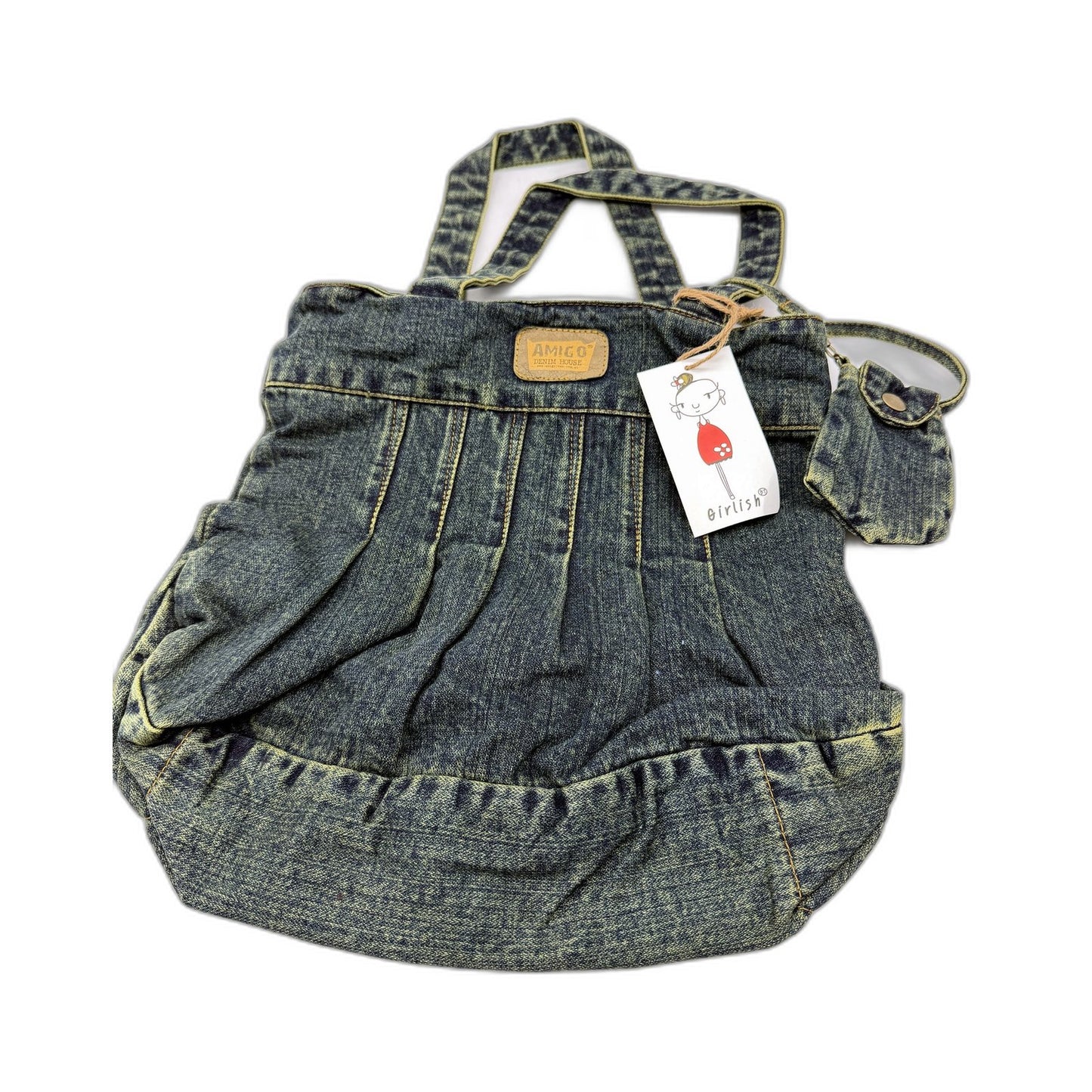 Amigo Denim House Faded Denim Recycled Tote Bag - Eco-Friendly Shoulder Bag NEW