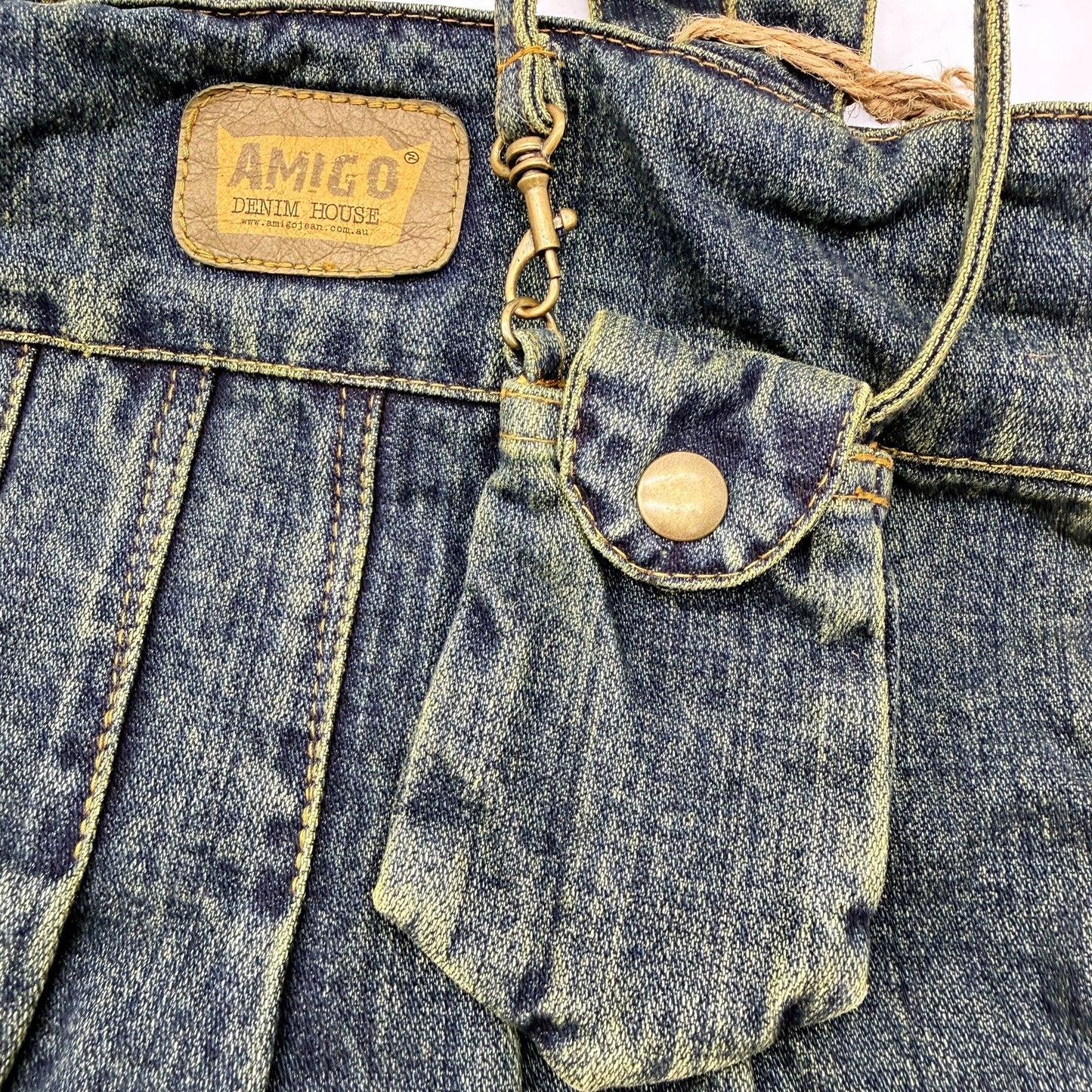 Amigo Denim House Faded Denim Recycled Tote Bag - Eco-Friendly Shoulder Bag NEW
