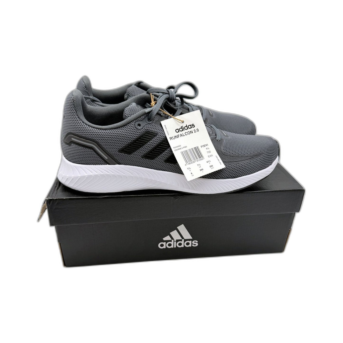 Adidas Mens Runfalcon 2.0 Running Grey Lightweight Athletic Sneakers US 8 NEW
