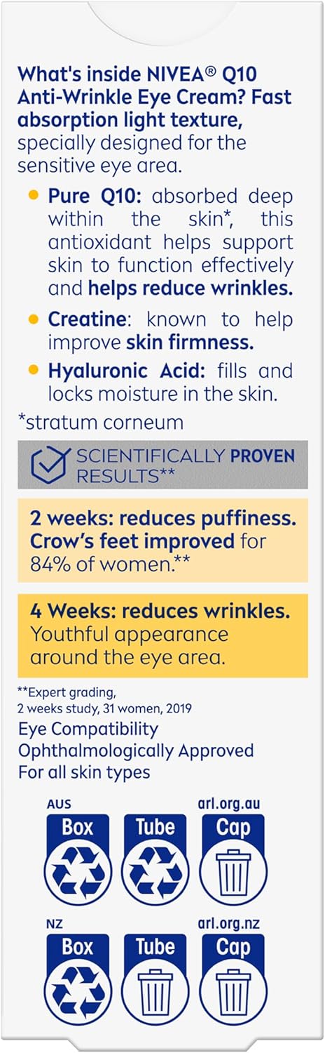 NIVEA Q10 Cream Anti-Wrinkle Eye Cream Enriched with & Creatine Firming NEW