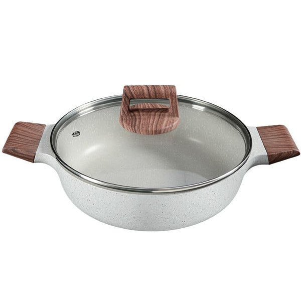 Cozioz 4.7L Dual-Flavor Shabu Pot with Divider, Off-White 28cm NEW