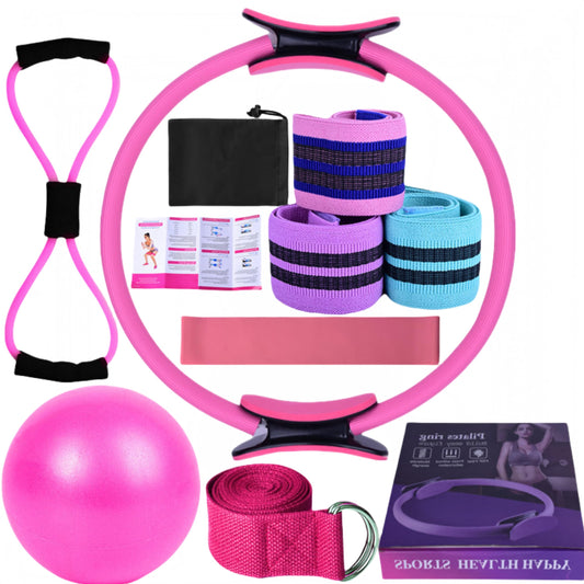 Shoyisenka Pilates Starter Set Pink Includes Ring, Hip Resistance Band  NEW